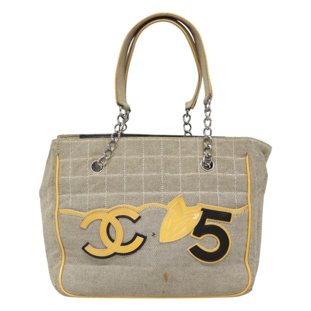 Chanel Canvas Choco Bar Tote Bag Beige